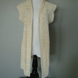 NWT Derek Heart Cardigan Vest Cream White Color Short Cap Sleeve sz M